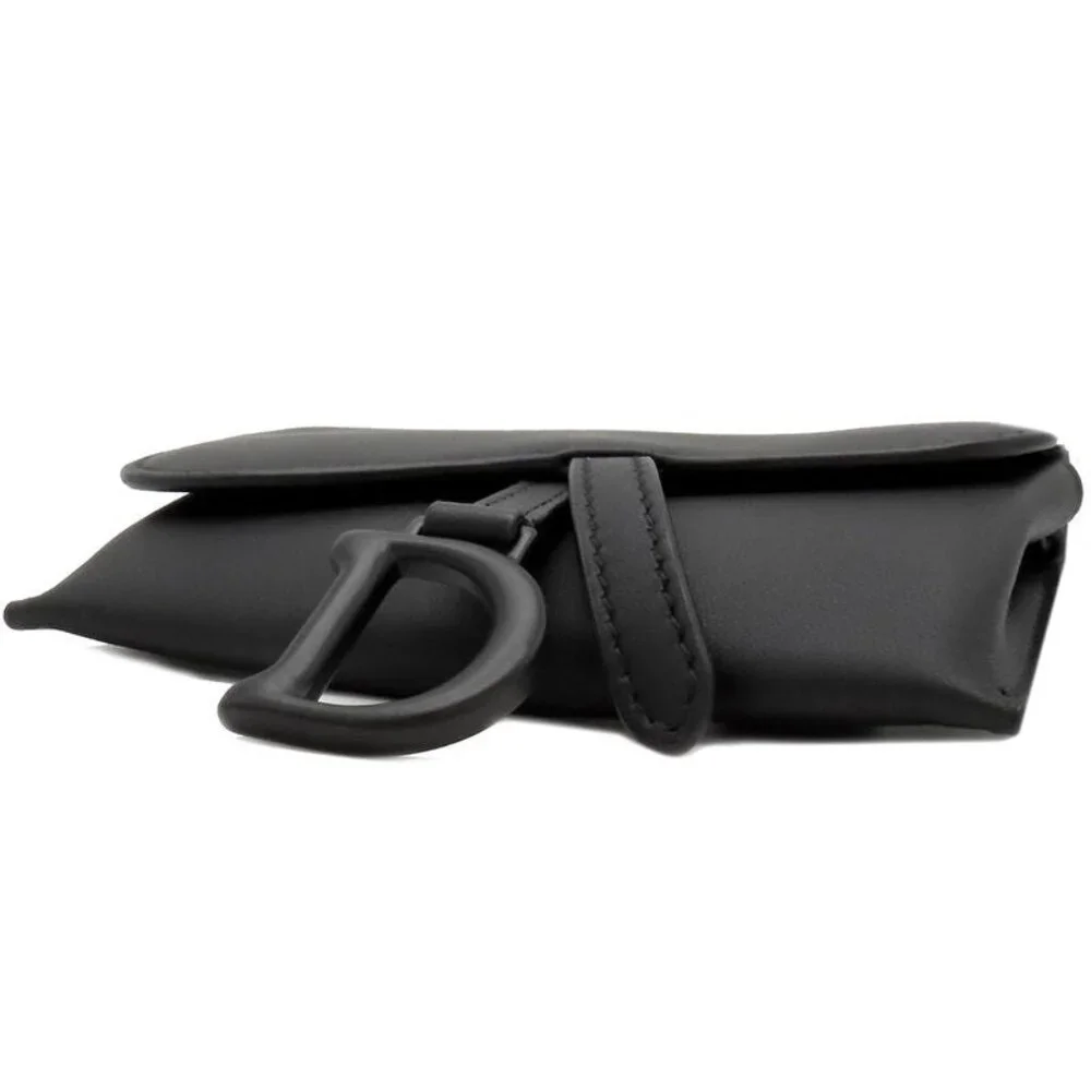 Christian Dior Chain Wallet Saddle Nano Leather Black Matte Black Hardware - Picture 3 of 10